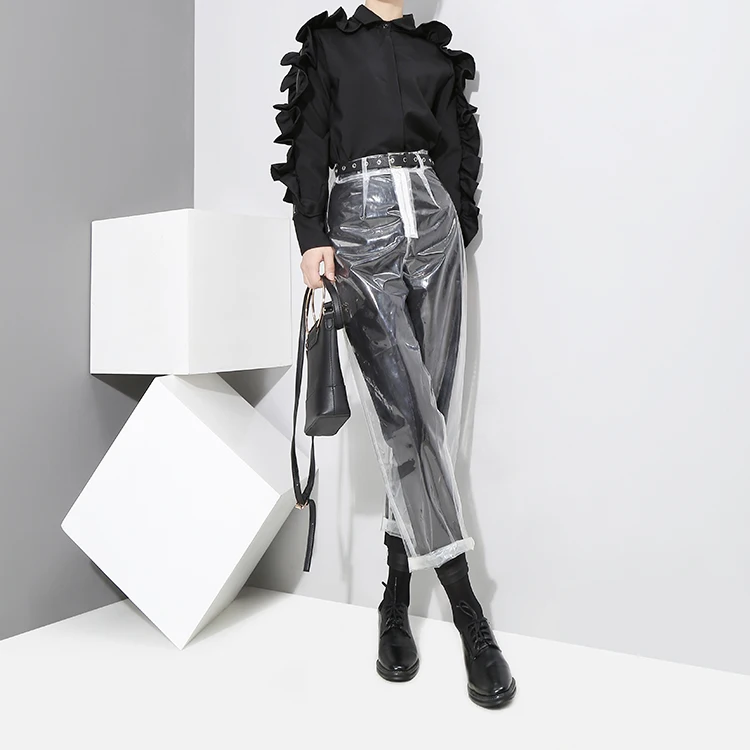 ПВХ пластиковый прозрачный Брюки Подиумные модели ТПУ водонепроницаемые брюки женские Pantalon Femme уличная мода Осень Женская мода