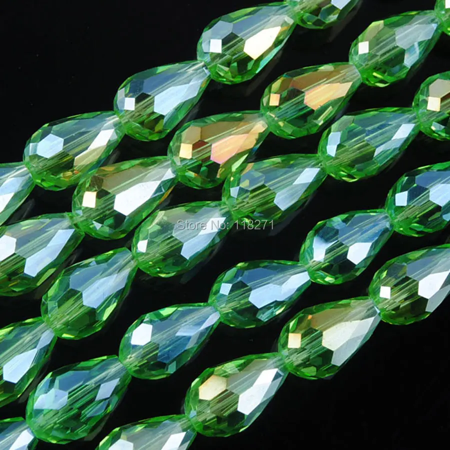 Free shipping 60pcs/lot Light Green Top Quality Crystal Faceted Drop