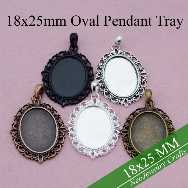 

20 pcs - 18x25mm Cameo Setting, 18x25mm Cabochon Setting, 18x25mm Pendant Tray, 18x25mm Pendant Blank, Oval Bezel Pendant