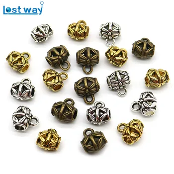 

20pcs/lot Big Hole European beads Hollow Connectors Flower Metal Clasps & Hooks For Jewelry Making Wholesale 10x8mm,hole 3mm