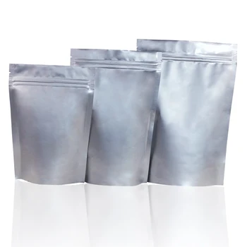 

50pcs big Stand Up Silver Aluminum Foil Zipper Bag Pouch for Long Term Food Storage and Collectibles Protection Zip Lock tea