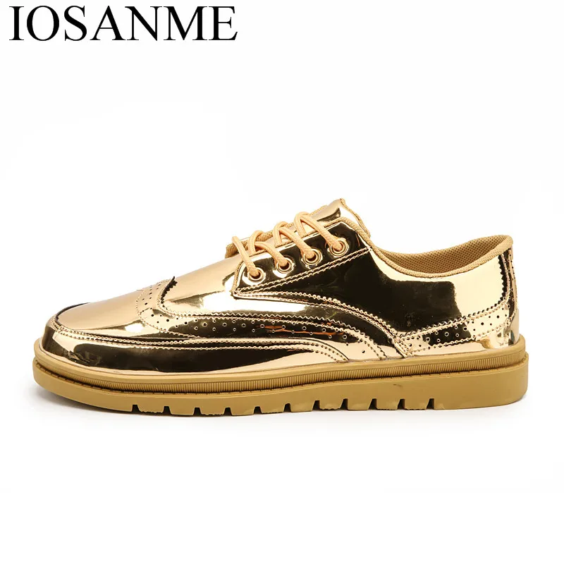 

fashion gold men patent leather shoes designer silver dress male footwear korean big size comfortable leather moccasins for men