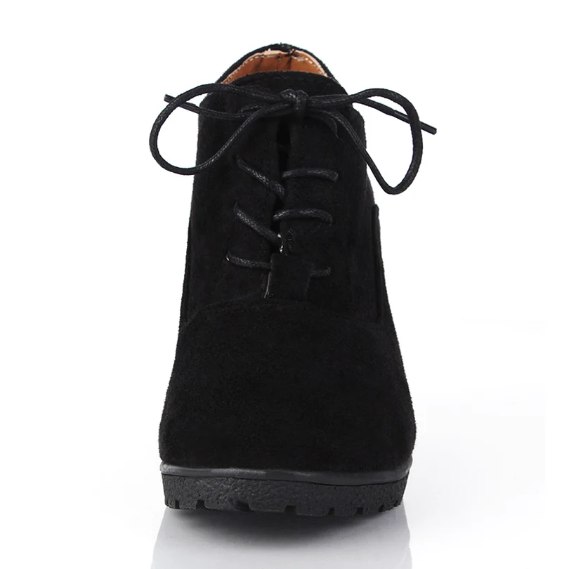 Ceny 2017 jesień kliny buty moda stado kobiet na wysokim obcasie buty na koturnie botki zasznurować wysokie obcasy kliny buty dla kobiet