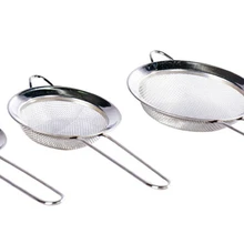 Ситечко из нержавеющей стали с тонкой чайной сеткой Дуршлаг-сито с ручкой для кухонных продуктов, рисовых овощей, набор из 3 B030-4