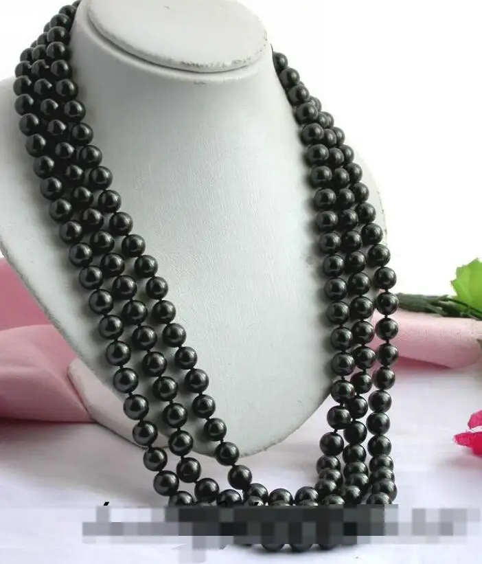 

song voge gem nanJ1286 round Tahitian black south sea shell pearl necklace