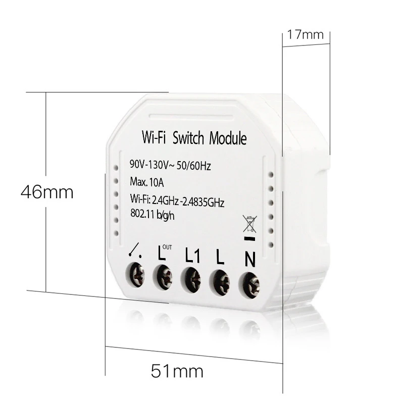 Wifi умный светильник-переключатель Diy выключатель модуль 90 V-130 V Smart Life/Tuya APP пульт дистанционного управления, работает с Alexa Echo Google Home 2 Way
