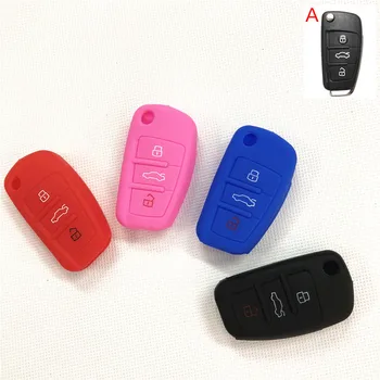 

10pcs/lot Silicone car key cover case for Audi A1 A3 A4 A5 A6 A7 A8 Q5 Q7 R8 TT S5 S6 S7 S8 SQ5 RS5 TT key protector key chain