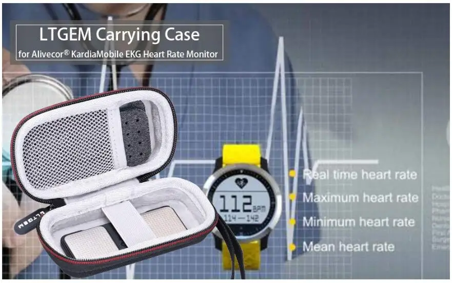 LTGEM Сумка для планшета EVA для AliveCor Kardia мобильный ЭКГ/с кардиограммой и пульсом сердца монитор