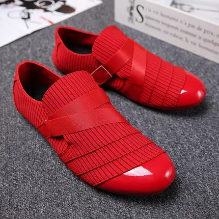 Spring And Autumn New men's Casual Shoes Fashion Cow Suede Men's Shoes Men's Dress Shoes Metal Decoration Men's Wedding Shoes - Цвет: Red D2