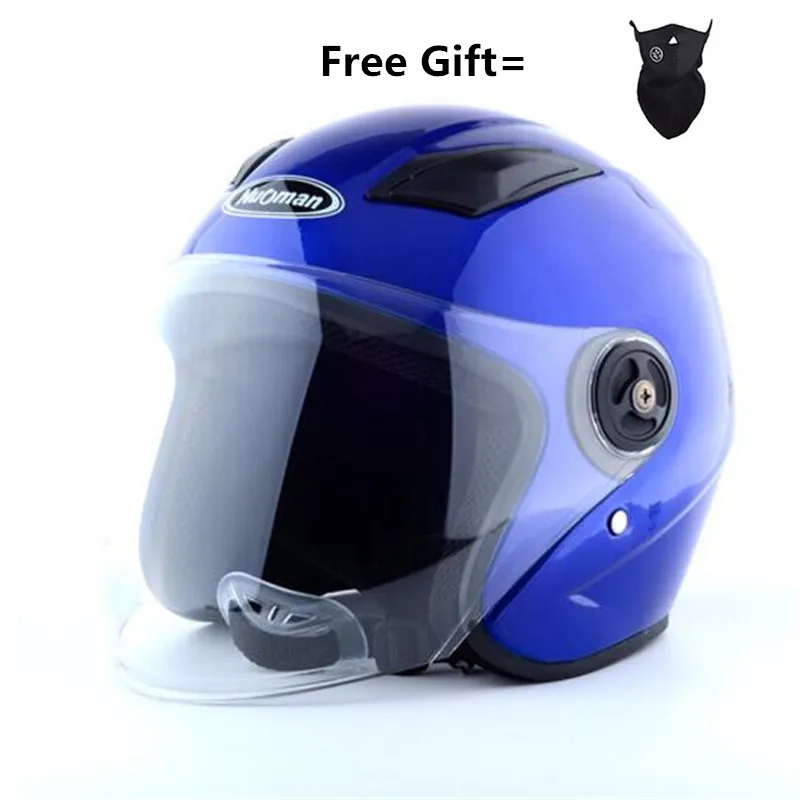

2019 Genuine Nuoman Helmet Motorcycle Motorbike clear Lens Summer Open Face Helmet Moto capacete para motocicleta casco blue