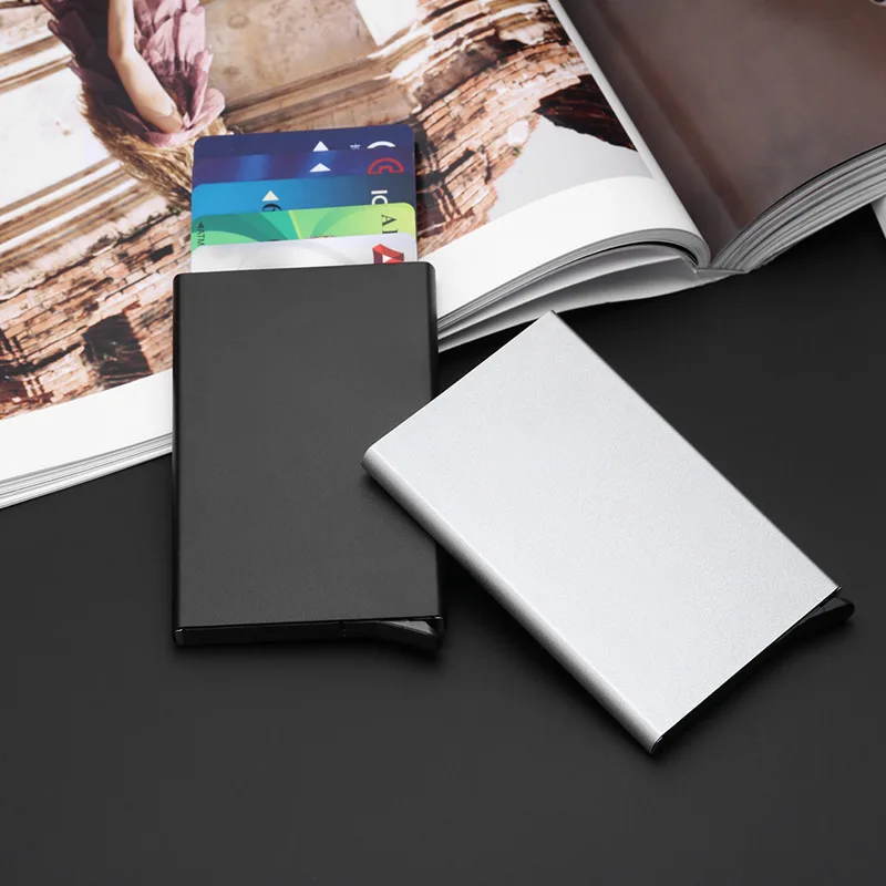 

New Business Automatic Popup Card Holder Stainless Steel Aluminium Credit Card Case Women Wallets Men ID Card Box Cartao