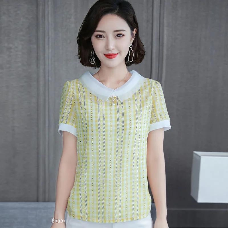 Корейский Стиль для женщин Сезон весна лето Шифоновые женские блузки рубашки на