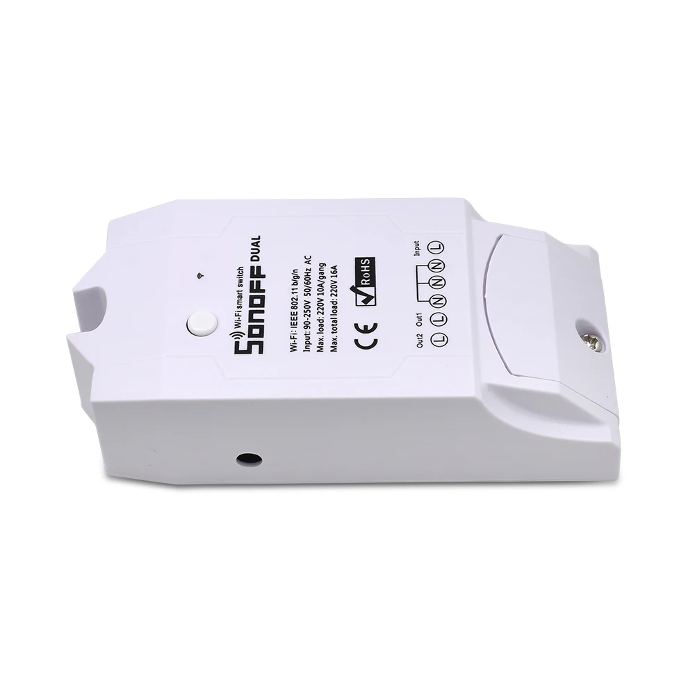 ITEAD SONOFF двойной 2CH 2 Gang 10A 220V 16A 3500W WiFi Беспроводной умный переключатель дистанционного Управление светильник дистанционного Управление DIY таймер модуль Alexa умный дом