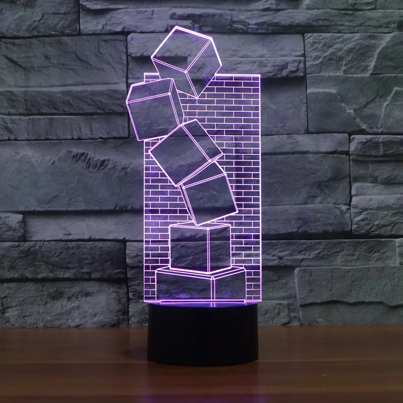 

3320 3D Squares LED Lamp Atmosphere lamp 7 Color Changing Visual illusion LED Decor Lamp