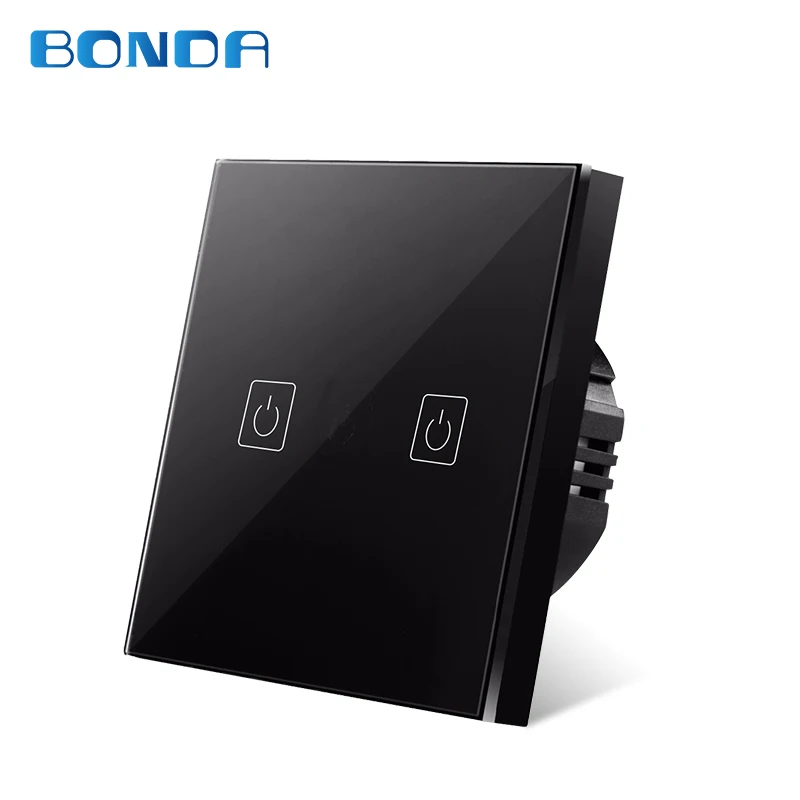 

BONDA Touch Switch EU/UK standard White Crystal Glass Panel Touch Switch, AC220V,1 Gang 1 Way, EU Light Wall Touch Screen Switch