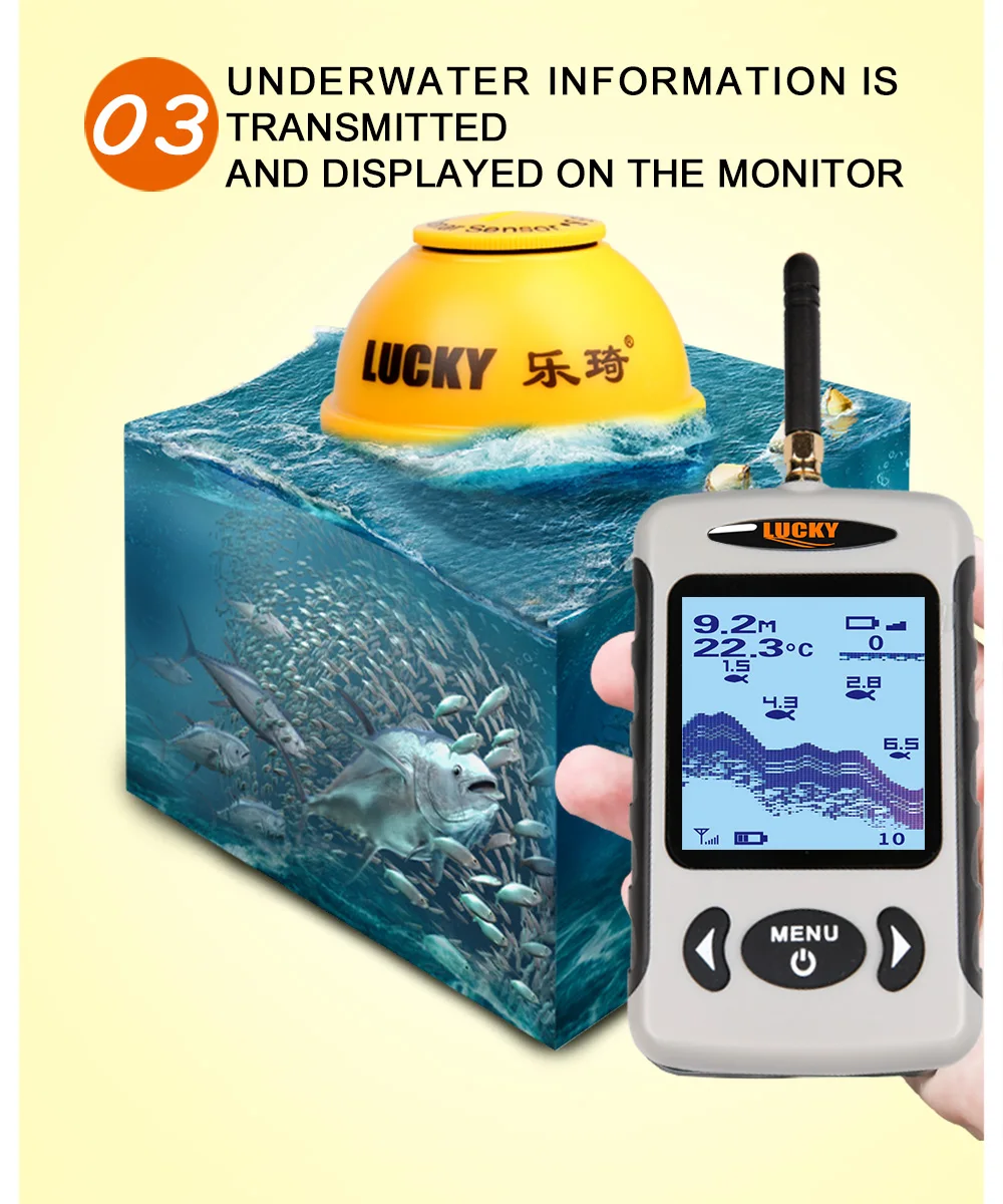 Lucky fishing finder ffw718la рыболокатор беспроводной дистанционный гидролокатор датчик 45 м глубина воды Рыбалка Рыба на английском pesca монитор