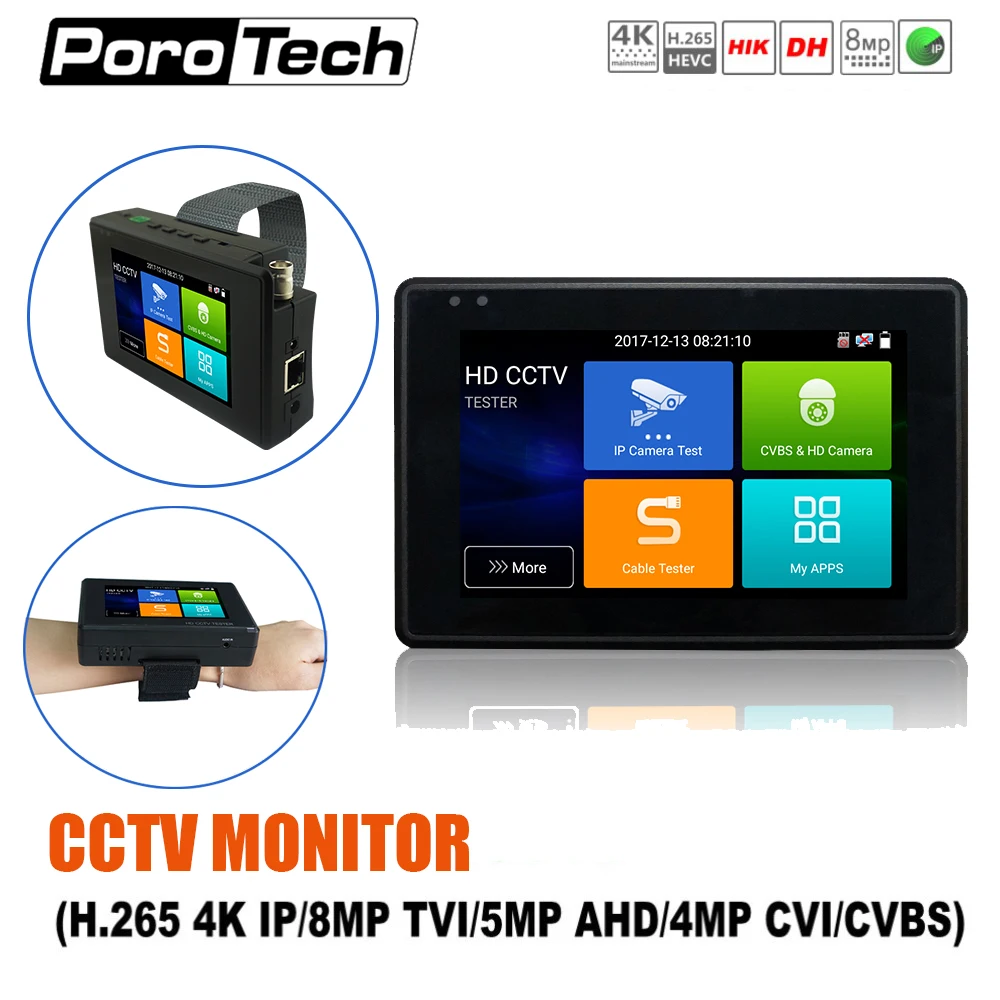 Тестер IP камеры IPC1800 PLUS 4 дюймовый 4K H265 H264 8 Мп AHD/TVI / CVI CVBS точка доступа Wi Fi