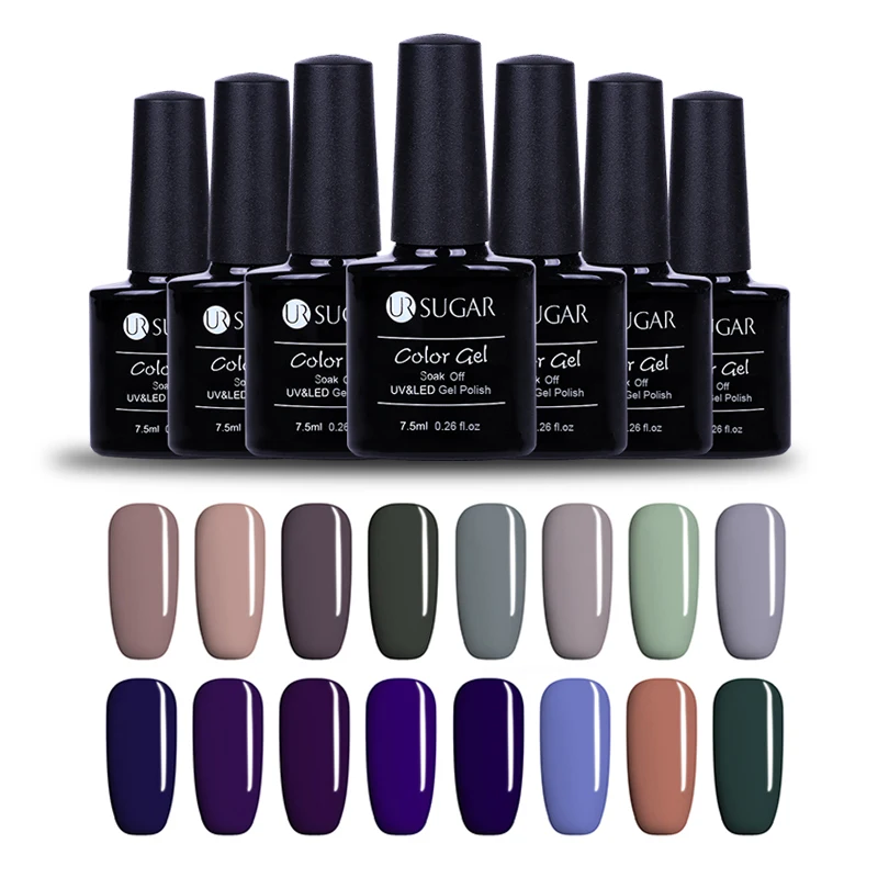 اور السكر 1 زجاجة 7.5 مللي نقع معطلة جل البولندية للأشعة الظلام عارية سلسلة نقية اللون مسمار الفن هلام البولندية مانيكير مسمار الفن ورنيش هلام