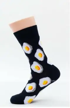 Женские носки с забавными милыми мультяшными фруктами, бананом, авокадо, лимоном, яйцом, печеньем, пончиками, едой, счастливым японским Харадзюку, хип-хоп хлопковые носки - Цвет: Egg