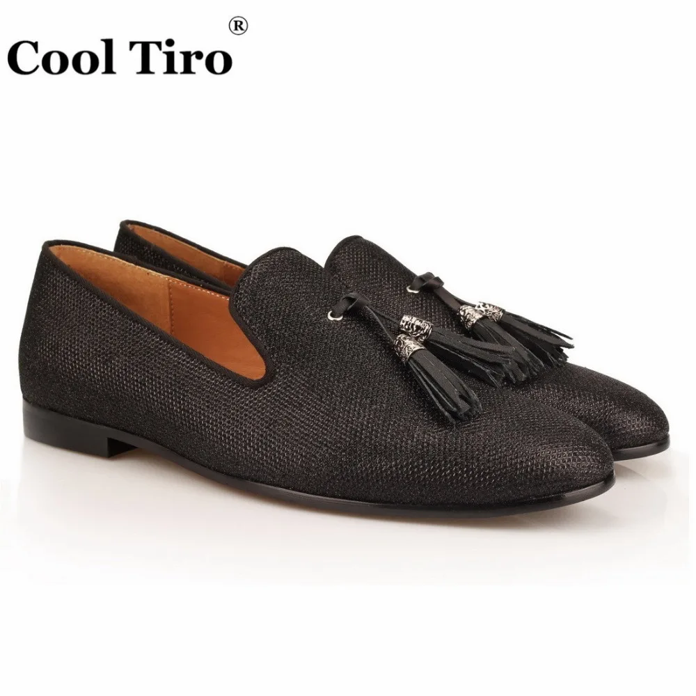 COOL TIRO Leather Men Flats tassel Shoes Luxury Black squares New ...