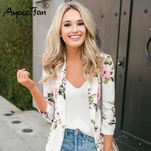 Новинка, весенне-осенние женские блейзеры с цветочным принтом, элегантные, тонкие, с карманами, с длинным рукавом, без пуговиц, пальто, винтажная верхняя одежда