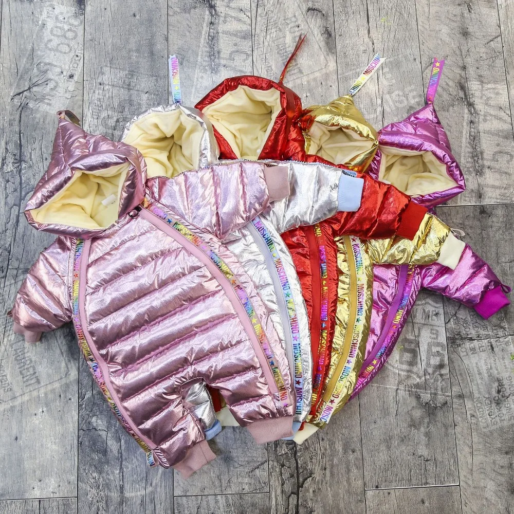 

2018 For RU Winter White Duck Down Baby Rompers Baby Snowsuit Infant Boy Girl Cartoon One-piece Outfit Children's Down Clothing