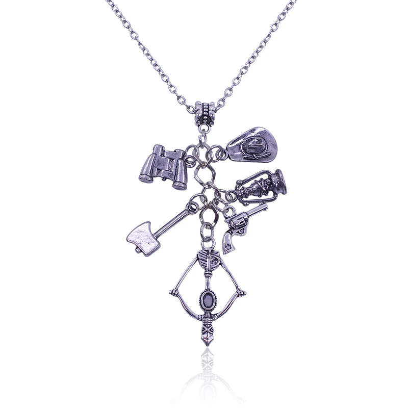 2016 Hot TV Lecture Bijoux Les Walking Dead Collier Pistolet Arbalète Pendentif Neckalce Alliage Charme Hommes