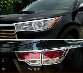 

Car ABS Chrome Front Headlight + Rear Tail Light Lamp Cover Trim For Toyota Highlander 2015 2016 2017 Free shipping