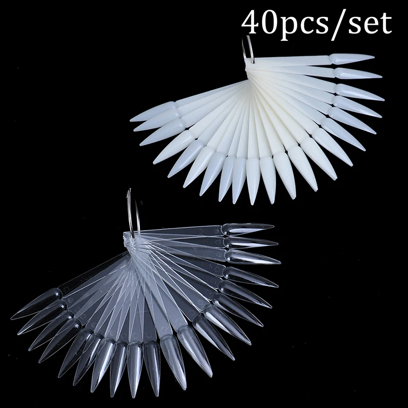 

40pcs Practice Display Tools False Nail Tips Fake Nail Art Polish Color Card Acrylic Practice Chart Palette Buckle Ring 2Color