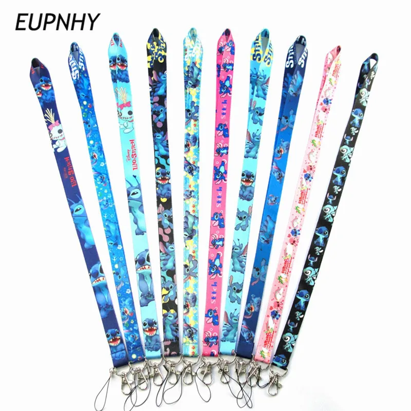 

EUPNHY 10 Styles Cartoon Stitch Neck Strap Lanyards for Keys ID Pass Card Mobile Phone Straps Stitch Lanyard for Phones