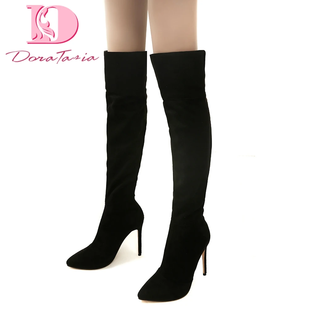 

DoraTasia Brand design large size 32-46 winter plush long boots women Shoes Woman thin high Heels party women boots female