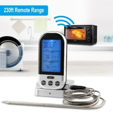 

Dansrue Wireless Remote Digital BBQ Smoker Oven Meat Thermometer Food Grade Stainless Steel Food probes Waterproof