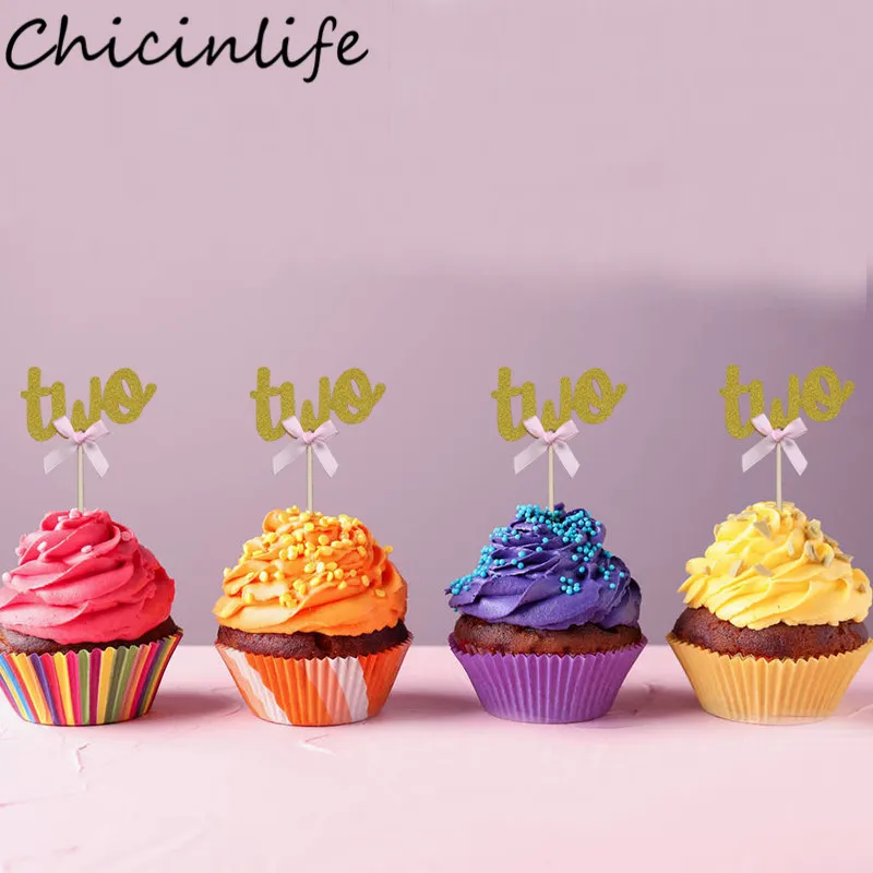 Chicinlife 10 шт. 2 года торт на день рождения капкейк Топпер Baby Shower мальчик девочка й