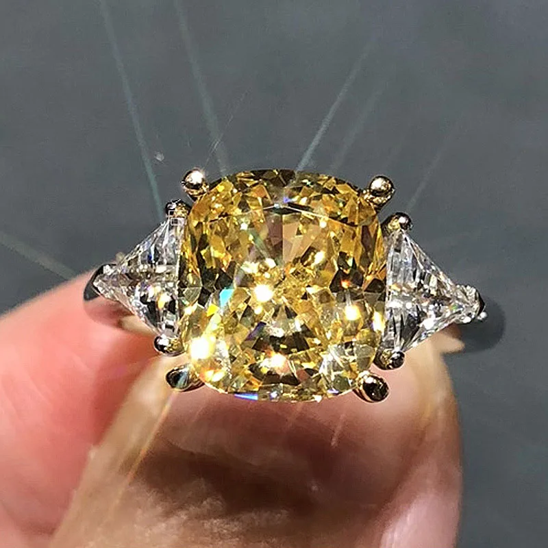 Твердые 18K белые золотые 2ctw желтые Moissanite подушки льда подобный желтый алмаз