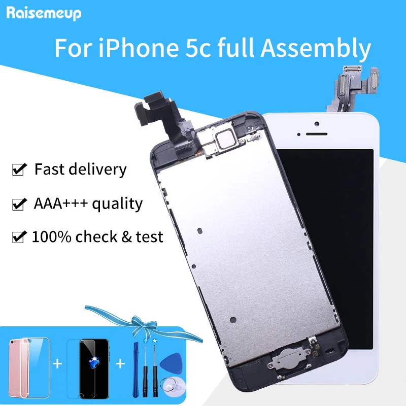 

Complete Assembly Display Digitizer Replacement Full Set LCD for iPhone 5c Screen With Front Camera Home Button+3gift free ship