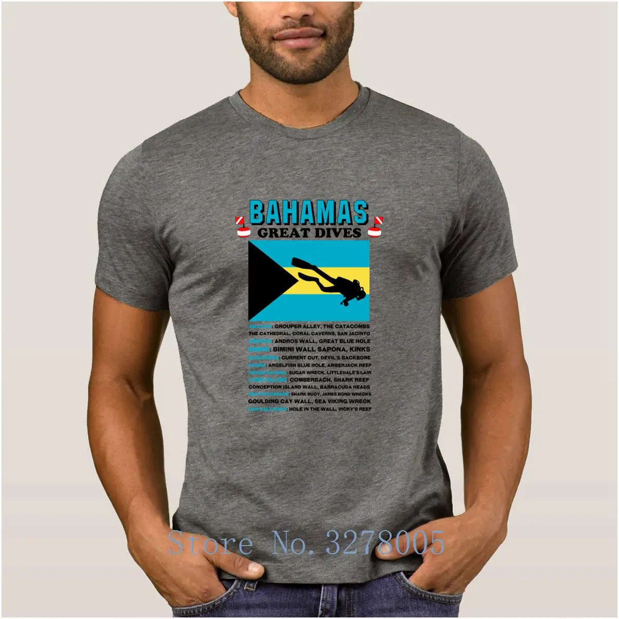 Printing New Bahamas Great Dives T Shirt For Men Funny Casual Pattern T