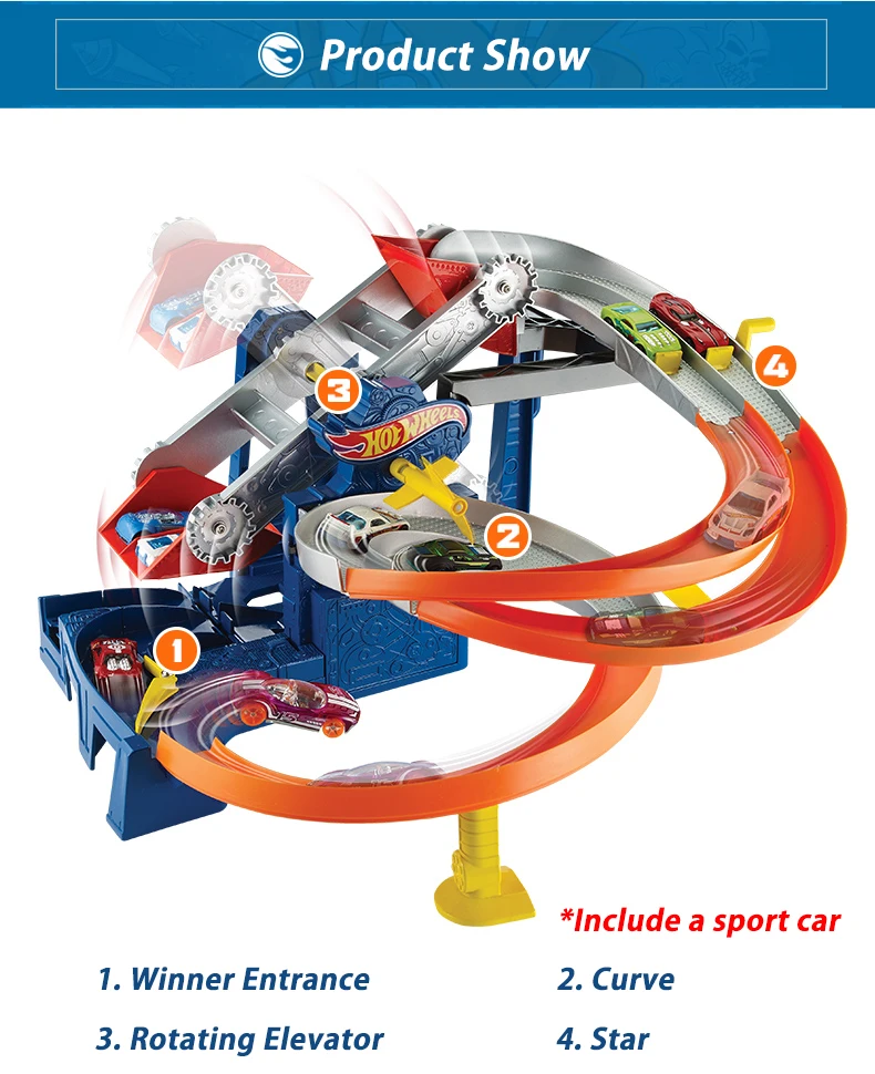 Игровой набор Hotwheels Factory Raceway, детский игрушечный автомобильный трек, ударная спортивная игрушка, Заводская игровая площадка, игровой набор FDF28 для детей, подарок на день рождения