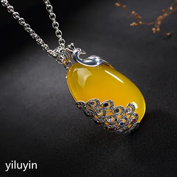 

KJJEAXCMY Fine jewelry S990, hollowed out, clover flowers, riches and fringes, pure silver Thai silver sweater chain pendant