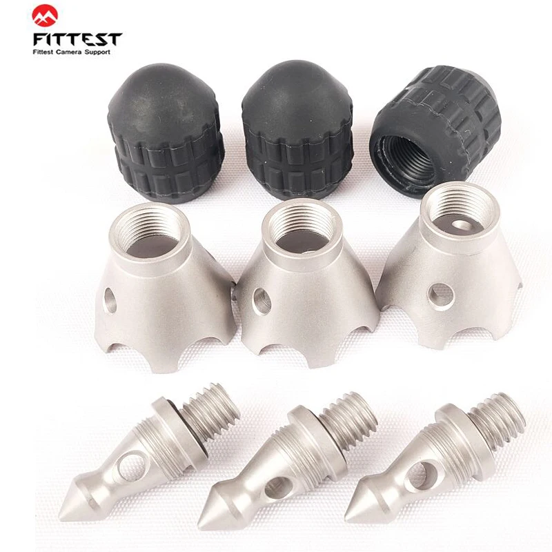 

FITTEST Stainless Steel Tripod Monopod Spike for Manfrotto Gitzo RRS Rock Claw 3/8 Inch Thread and UNC3/8 Screw 9pcs a Set