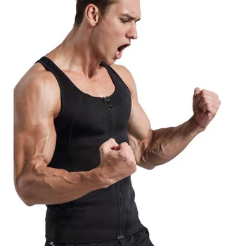 

Men's Fashion Slimming Body Shaper 2019 New Neoprene Fitness Sweat Shirt Waist Bodybuilding Slim Fit Zipper Vest