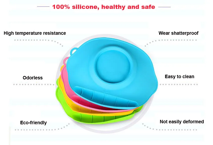 Детская керамическая тарелка, миска для закусок, Нескользящая силиконовая подставка для малышей, водонепроницаемая подставка для еды, Детская обеденная тарелка, столовая посуда, набор
