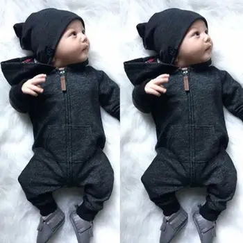 

2020 Newborn Kids Baby Boy Baby Girl Warm Infant Zipper Cotton Long Sleeve Romper Jumpsuit Hooded Clothes Sweater Outfit 0-24M