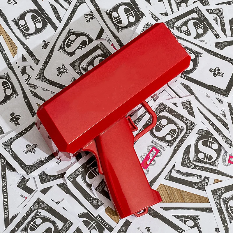 

Super Money Gun USB Cannon 100PCS Bills With Box Game Outdoor Fun Adult Mini Pistol Toy Gun Plastic Red Gold Pink Black