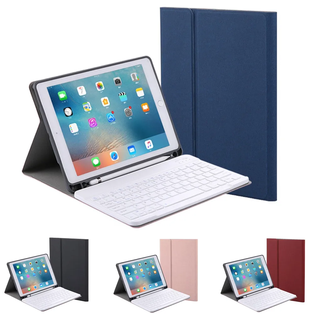 Ultra Slim Smart Cover Protective bluetooth keyboard Case With Pencil Holder For New iPad 9.7 inch 2018 2017 Air 12 Pro 9.7 10.5