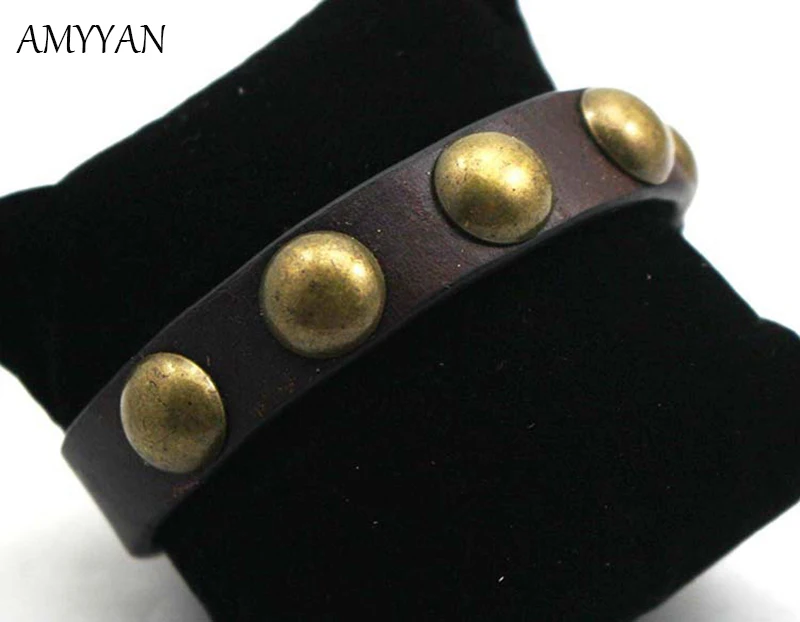 Fashion PU Leather Cuff Charm Bracelet Men Women Vintage Rivet