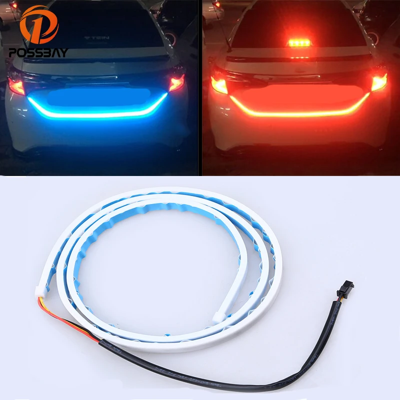 

POSSBAY 121cm LED Trunk Strip Lighting Rear Tailgate Light Red Brake Stop Tail Lamps Flash Turn Signal Lights Unviersal for VW