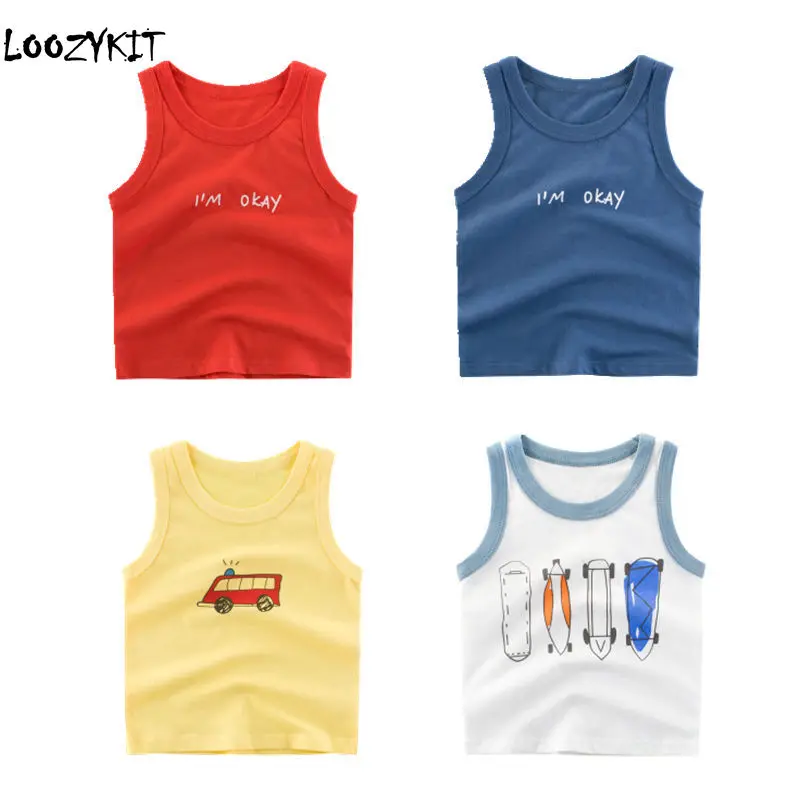 

Loozykit 2019 Summer Boys Shirts Cartoon Kids Underwear Girls Undershirts Baby Sleeveless T-shirts Vest For Children Clothing