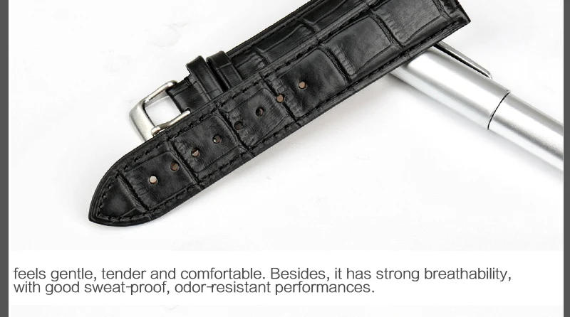 MAIKES 18 мм-24 мм ремешок для часов из натуральной кожи ремешок для часов черный с белым строчкой ремешок для часов LONGINES браслет