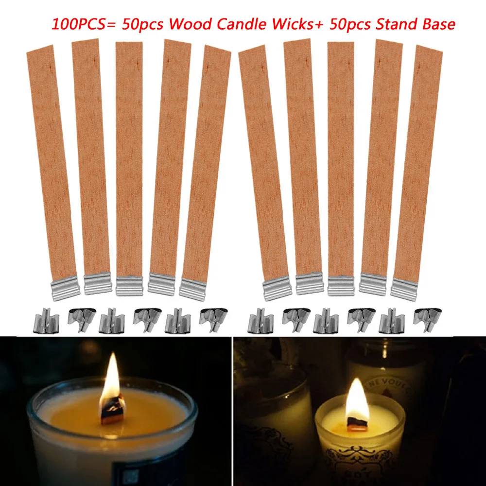 Behogar 50pcs 13 x130mm Wooden Candle Wicks Cores with ...