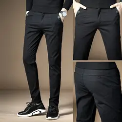 Новинка 2019 года сезон: весна-лето повседневные мужские брюки хлопок Slim Fit Брюки для девочек для мужчин одноцветное цвет модные узкие брюки